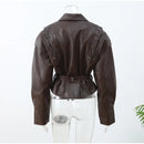 Jaqueta de Couro Mulher Moderna, Coleção Outono 2024, Gola V - Última peça!