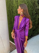 Vestido Maria - Chique, elegante, cintura alta e decote.