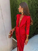 Vestido Maria - Chique, elegante, cintura alta e decote.